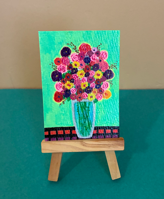 Flower Bouquet aceo art card thumbnail 2