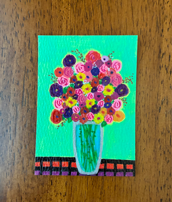 Flower Bouquet aceo art card thumbnail 1