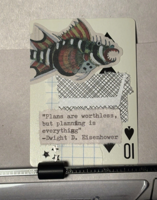 Fish quote card #285 by Mazerzine Dwight Eisenhower aceo art card thumbnail 1