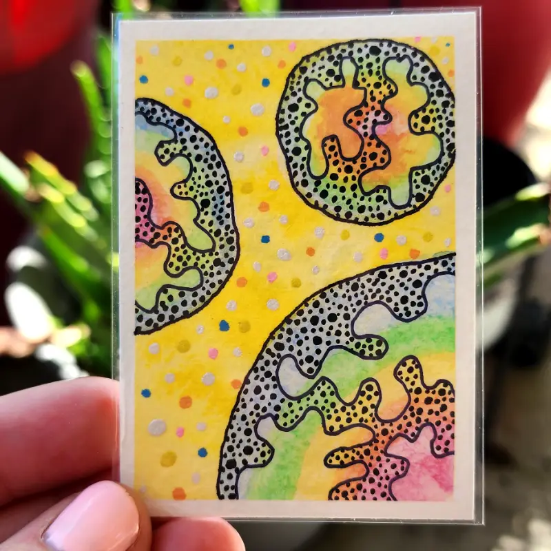 Yellow Rainbow Space aceo art card