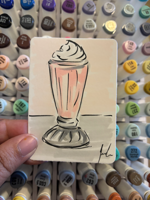 “Milkshake” urban sketch aceo art card thumbnail 2