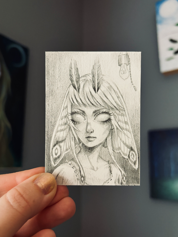 Aster The Moth aceo art card
