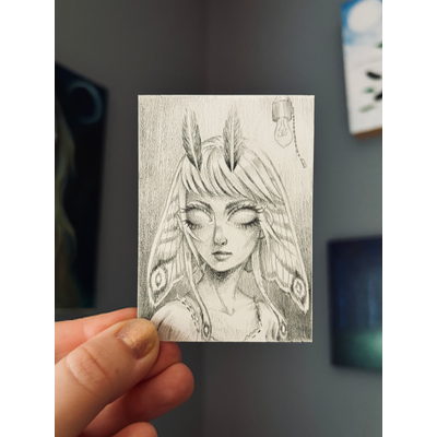 Aster The Moth aceo art card thumbnail 1