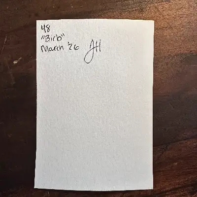 Peach and green bird aceo art card thumbnail 2