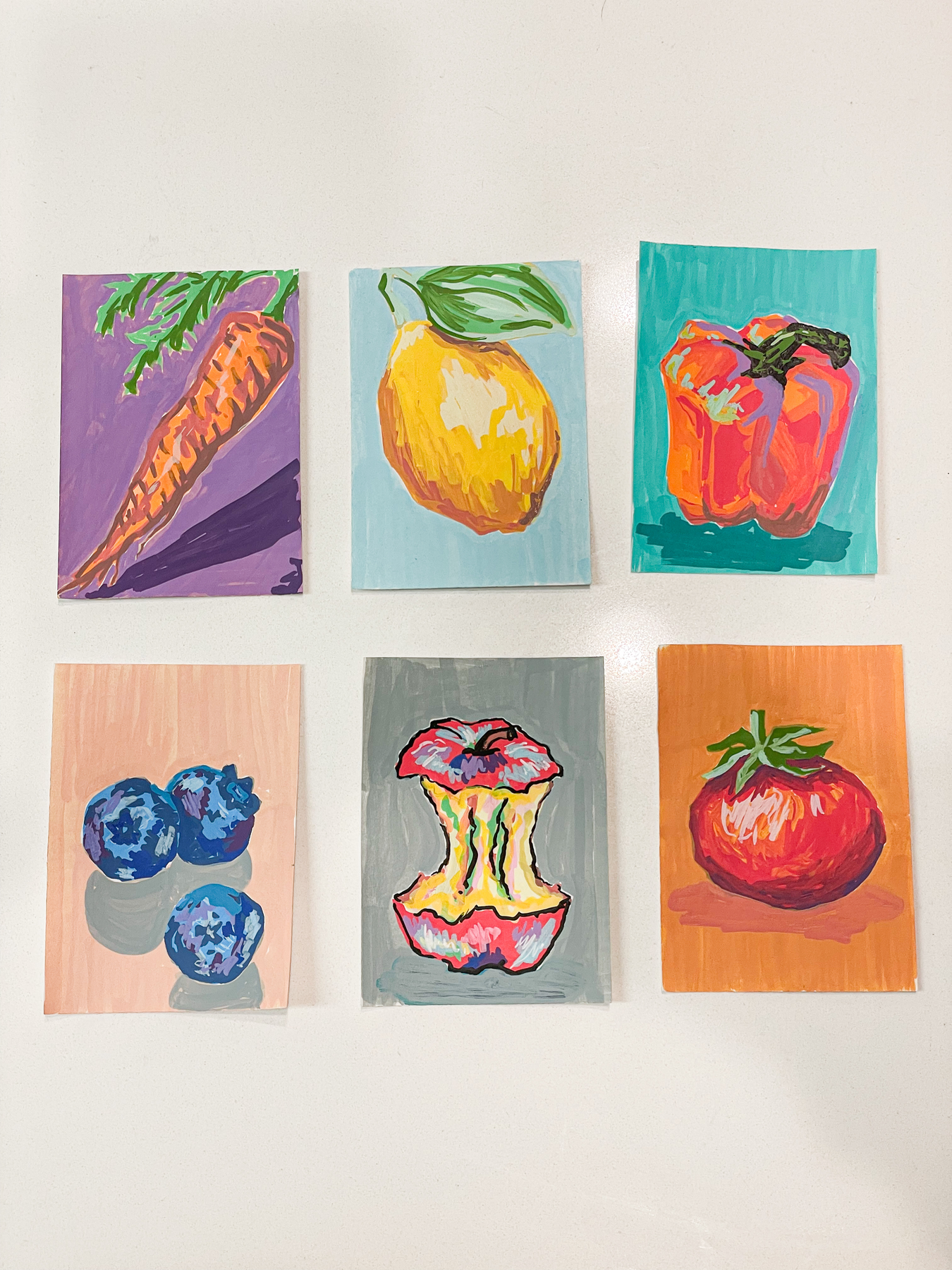 Veggie Acrylic Marker study aceo art card