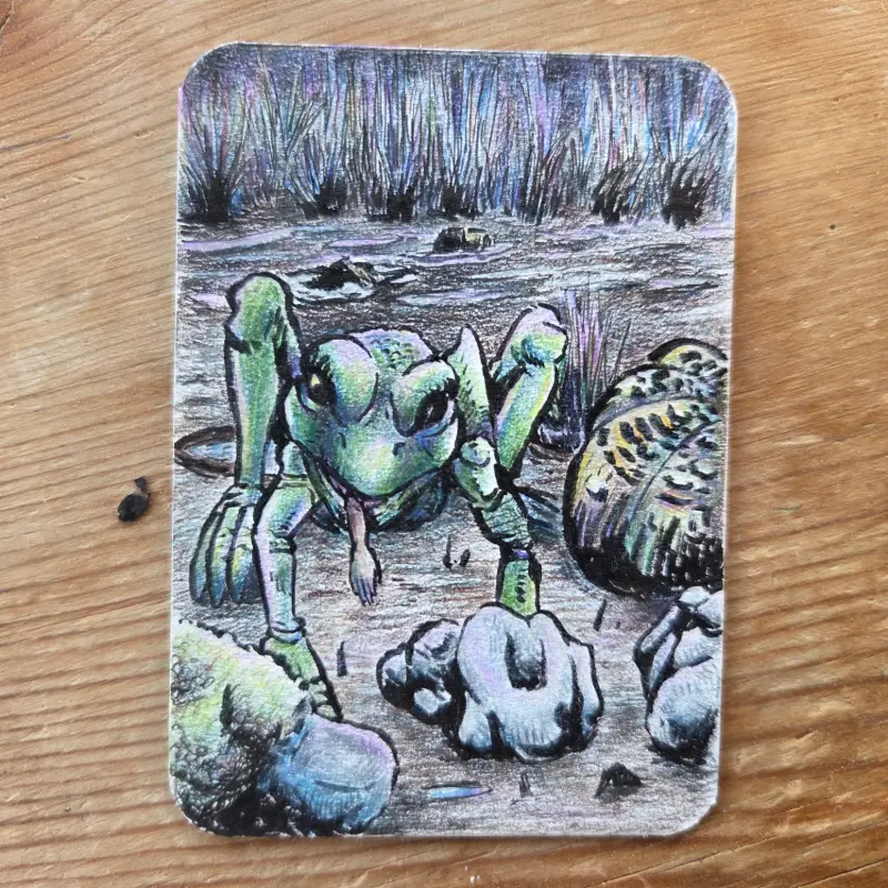 The Hungry Frog aceo art card