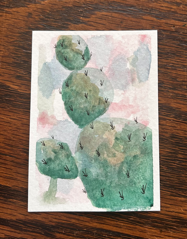 Nopal (Prickly Pear Cactus) aceo art card