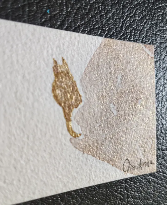 Gold Sparkle Kitty Cat by CheyAnne aceo art card