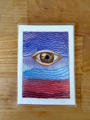 Red Desert Brown Eye aceo art card thumbnail 1