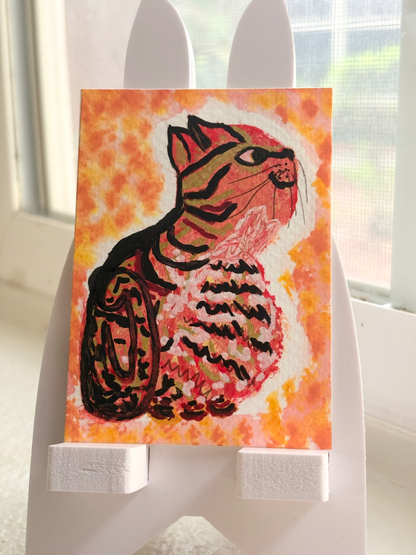 Luca the Lucky Cat aceo art card