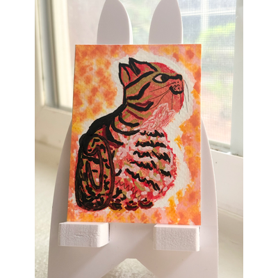 Luca the Lucky Cat aceo art card thumbnail 1