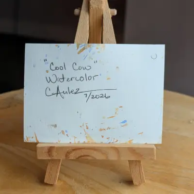 "Cool Cow" ACEO Original Watercolor Painting aceo art card thumbnail 3