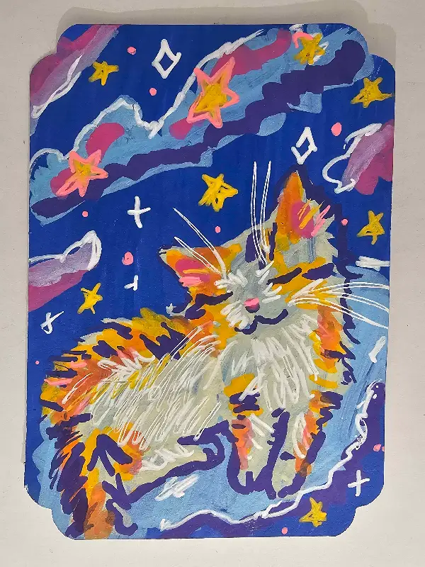 Resting Calico aceo art card
