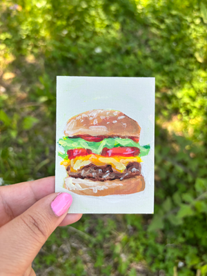 “Hamburger Delight” Food aceo art card thumbnail 2