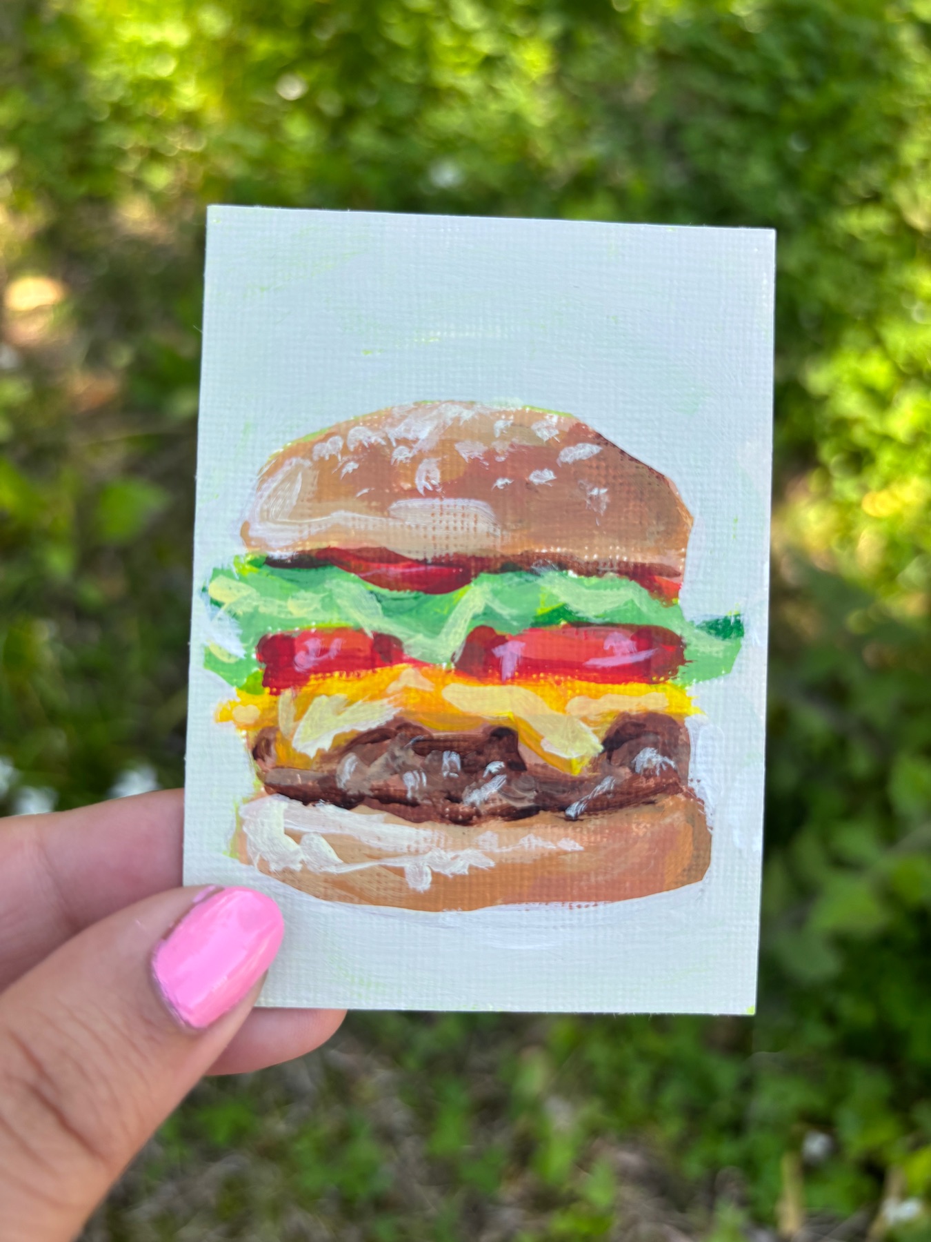 “Hamburger Delight” Food aceo art card