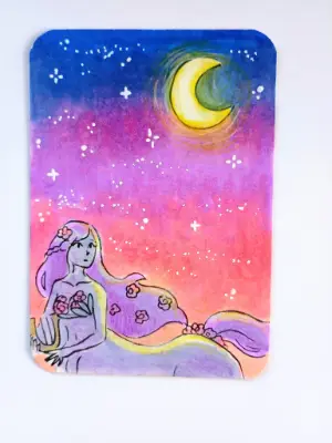 Centaur Girl on a Moonlit Walk - Original ACEO card signed aceo art card thumbnail 2
