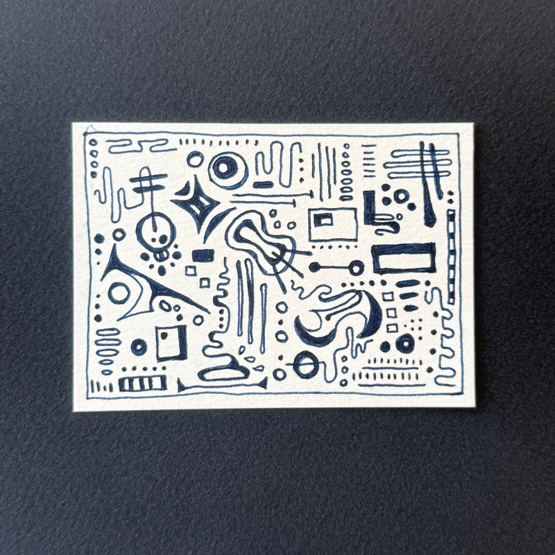 blue abstract i aceo art card