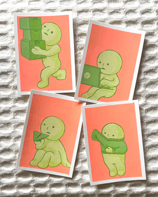 Smiski Work aceo art card thumbnail 2