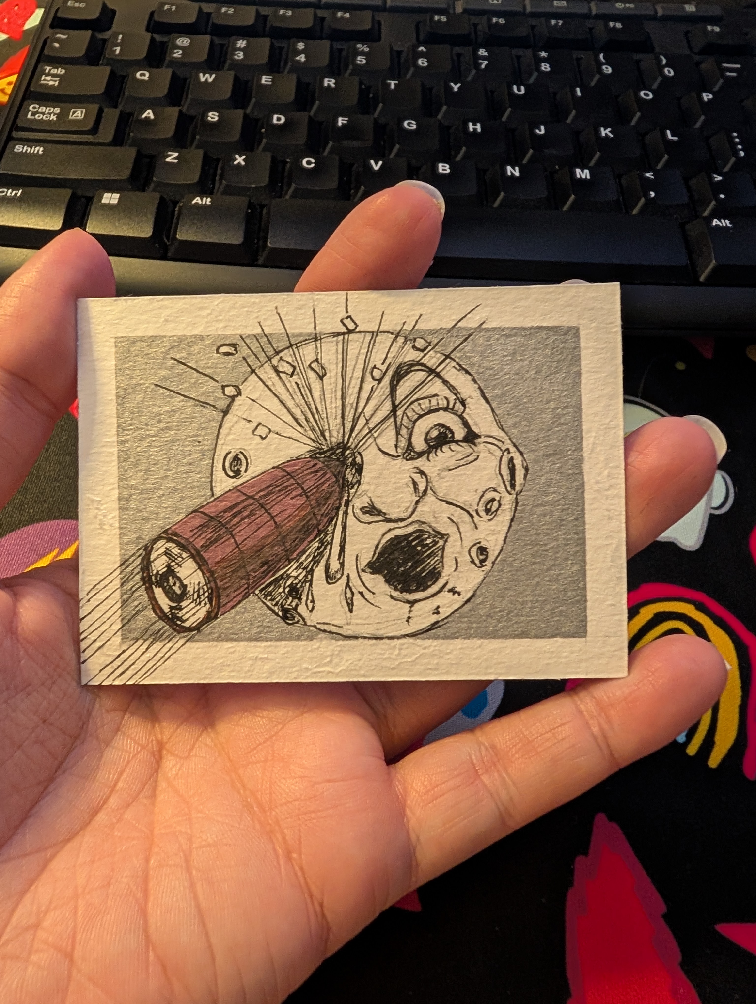 A Trip to the Moon aceo art card thumbnail 2