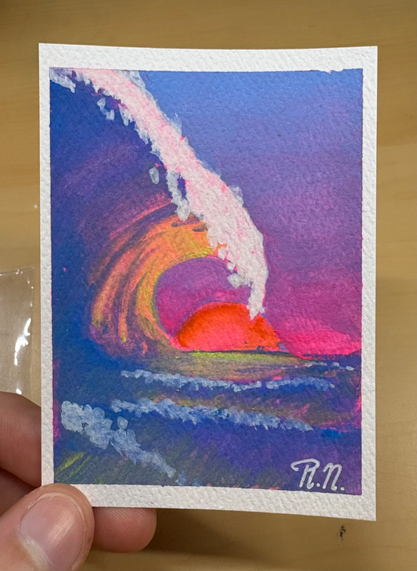 Colorful Wave aceo art card
