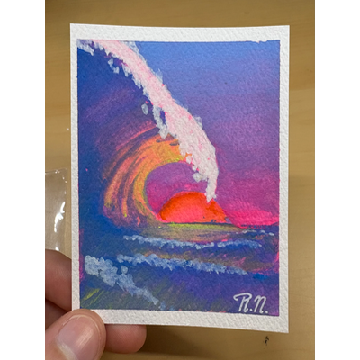 Colorful Wave aceo art card thumbnail 1