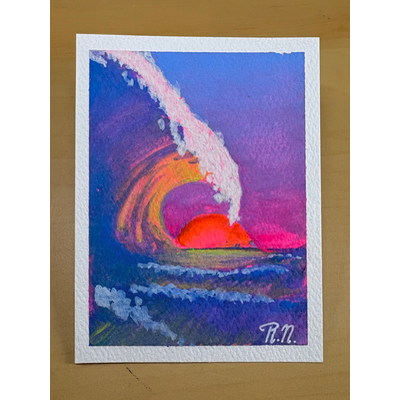 Colorful Wave aceo art card thumbnail 2