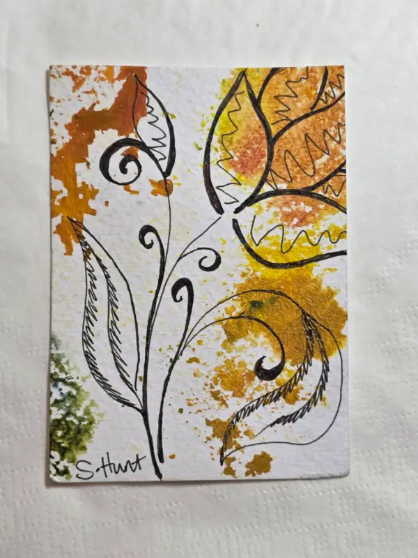 Floral Abstract aceo art card