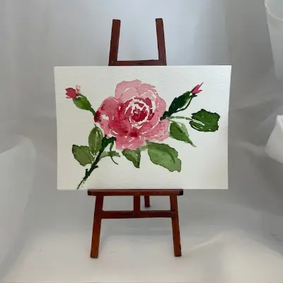 Single Rose aceo art card thumbnail 1
