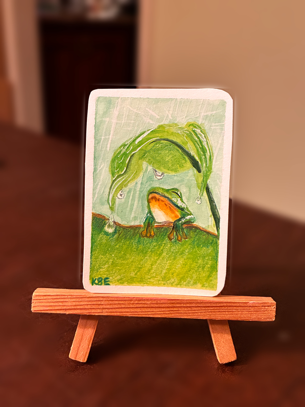 Happy froggy aceo art card