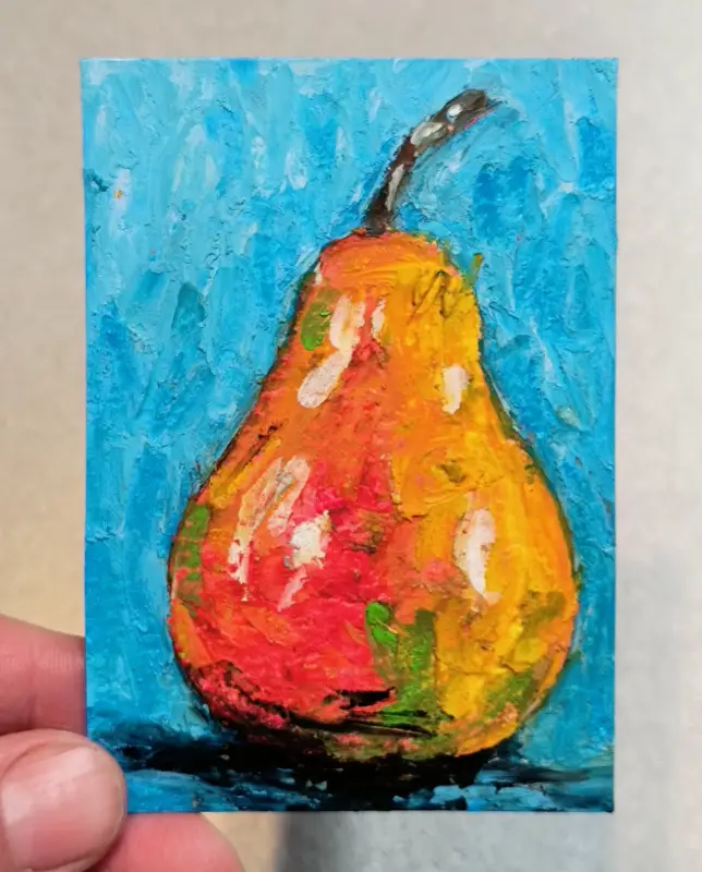 Colorful Pear ACEO aceo art card