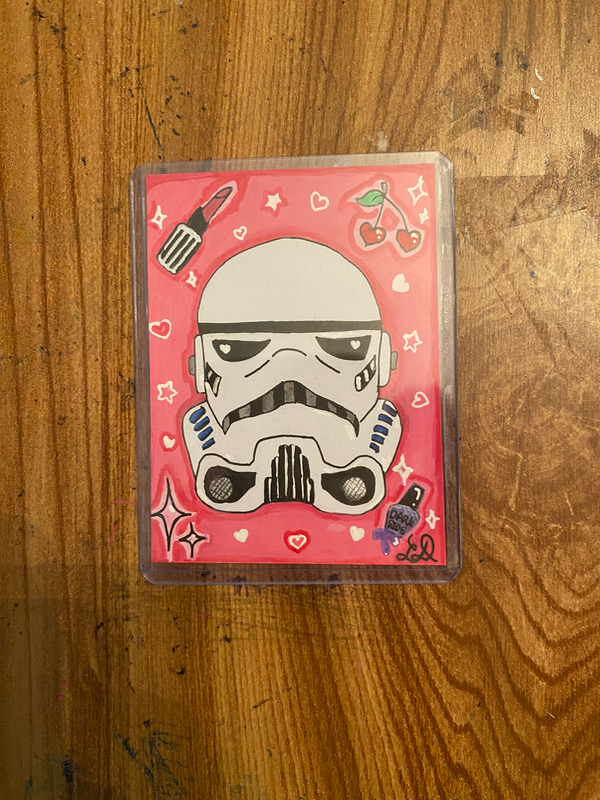 Pink trooper aceo art card