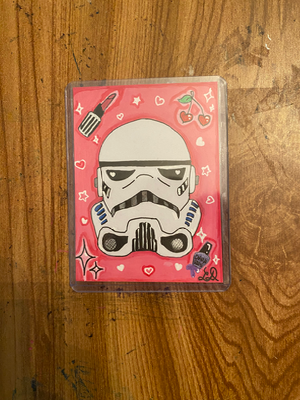 Pink trooper aceo art card thumbnail 1