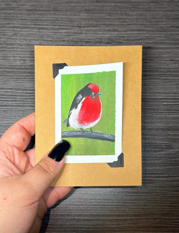 ACEO Original Acrylic Painting Bird Series by Emily aceo art card