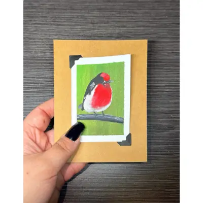 ACEO Original Acrylic Painting Bird Series by Emily aceo art card thumbnail 1