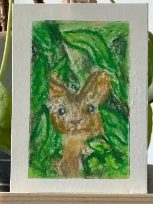 Bunny - Rabbit - In the garden aceo art card thumbnail 3