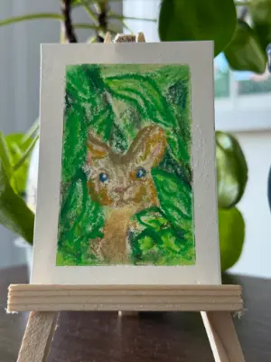 Bunny - Rabbit - In the garden aceo art card thumbnail 2