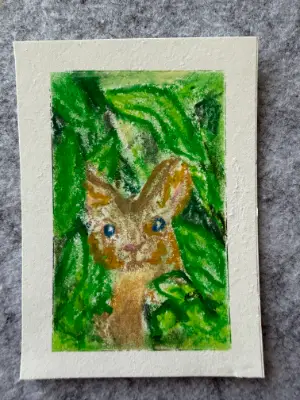 Bunny - Rabbit - In the garden aceo art card thumbnail 1