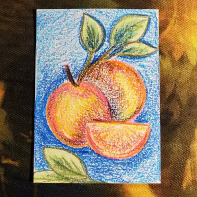 Sketched Oranges aceo art card thumbnail 2