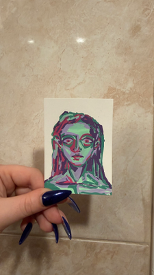 portrait series 2 - anticipation aceo art card thumbnail 1