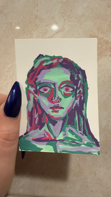 portrait series 2 - anticipation aceo art card thumbnail 2