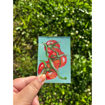 “Triplets” Tomato Fruit Good Still Life aceo art card thumbnail 2