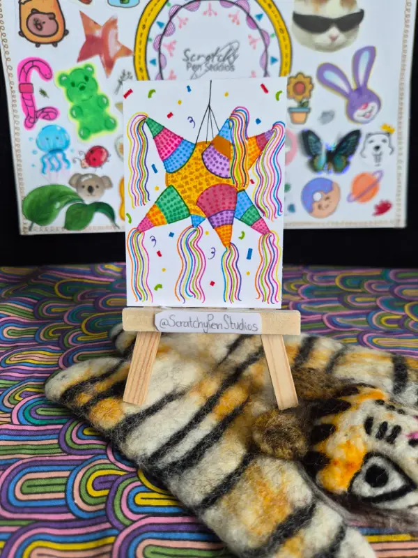 "Fiesta!" Piñata, Colorful aceo art card