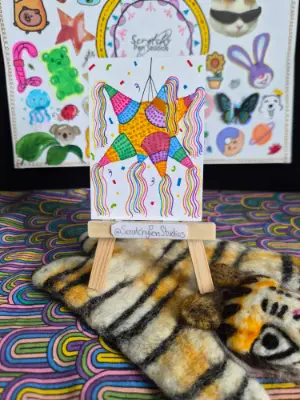 "Fiesta!" Piñata, Colorful aceo art card thumbnail 1