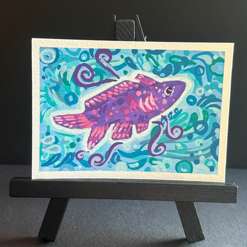 silly fish aceo art card