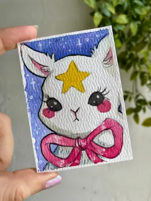 Star Bunny aceo art card thumbnail 1