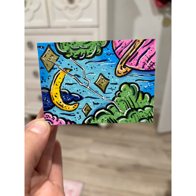 Taurus Zodiac Constellation | Astrology Illustration aceo art card thumbnail 1