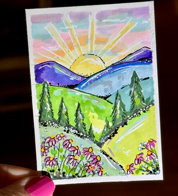Mountain sunshine aceo art card thumbnail 3