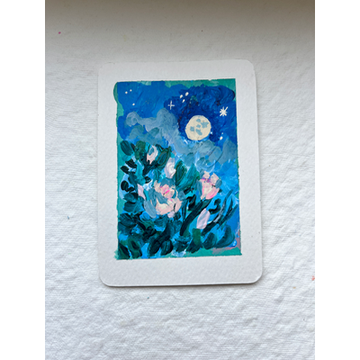 Night flowers 1 aceo art card thumbnail 1