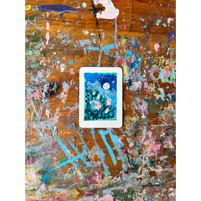 Night flowers 1 aceo art card thumbnail 2