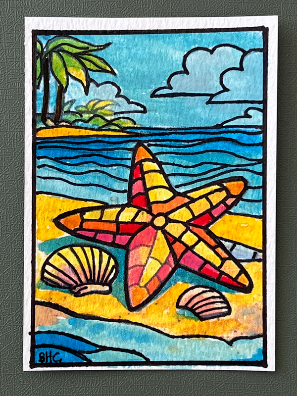Starfish aceo art card